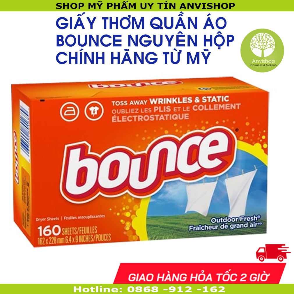 Giấy thơm quần áo Bounce Mỹ nguyên hộp chính hãng 160 tờ/ 320 tờ