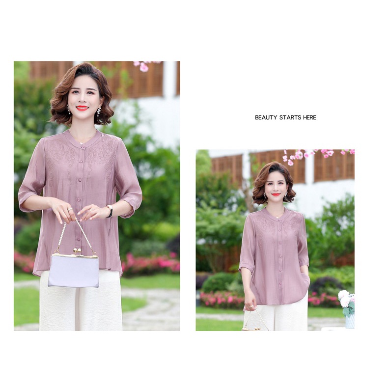 ÁO SƠ MI TRUNG NIÊN CAO CẤP sơ mi đũi thêu 2 màu