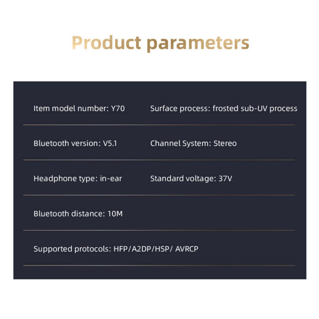 Đúng Không Dây Bluetooth Tai Nghe Y Series In-Ear IPX4 Không Thấm Nước Hỗ Trợ Sạc Không Dây Với Hơi Thở Ánh SÁNG 3C0098