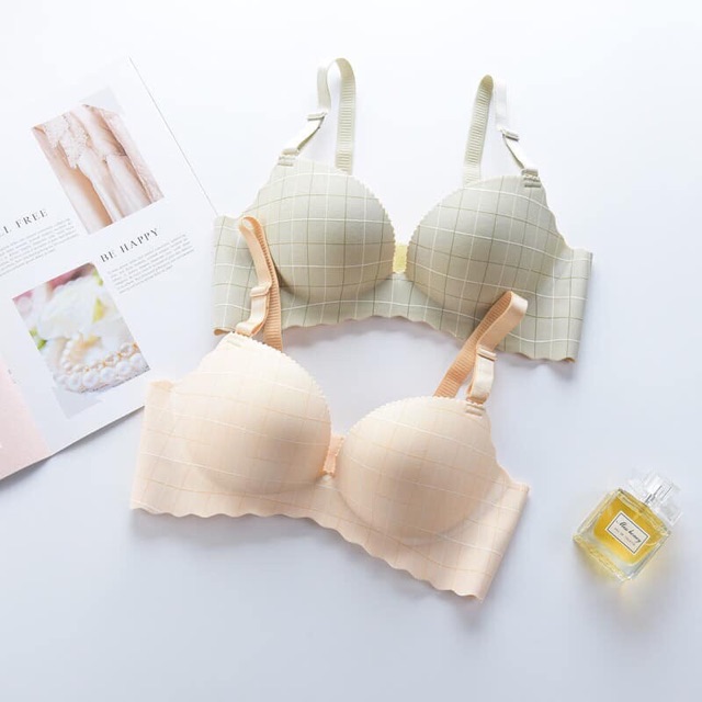 Áo Ngực đúc su không gọng mút Vừa kẻ muối tiêu xuất Hàn
