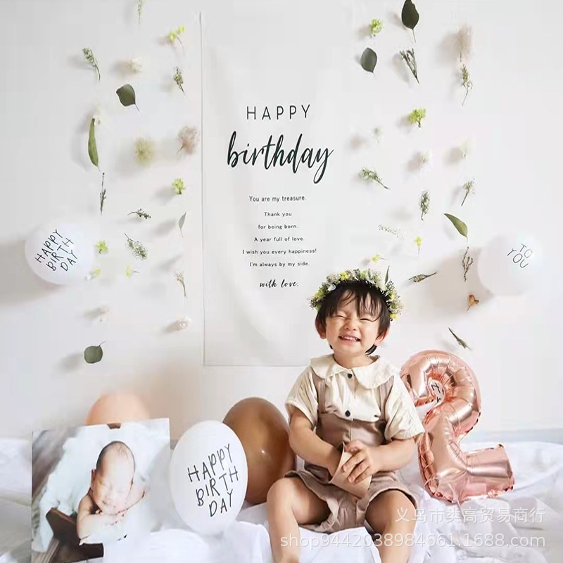 1 Tấm Thảm Treo Tường Trang Trí Tiệc Sinh Nhật In Hình Bảng Chữ Cái Màu Trắng 40Cm x 80cm Cho Bé