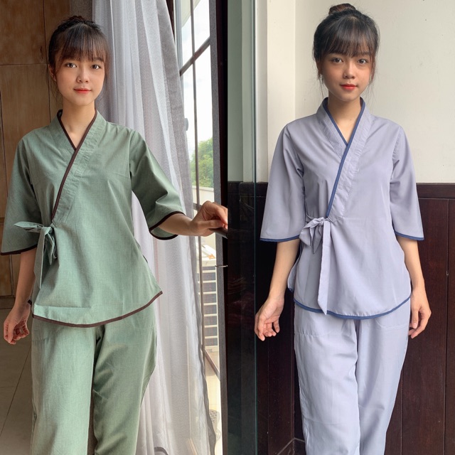 Đồ đi chùa _ thời trang phật giáo xéo nơ trơn hottrend bigsize 75kg