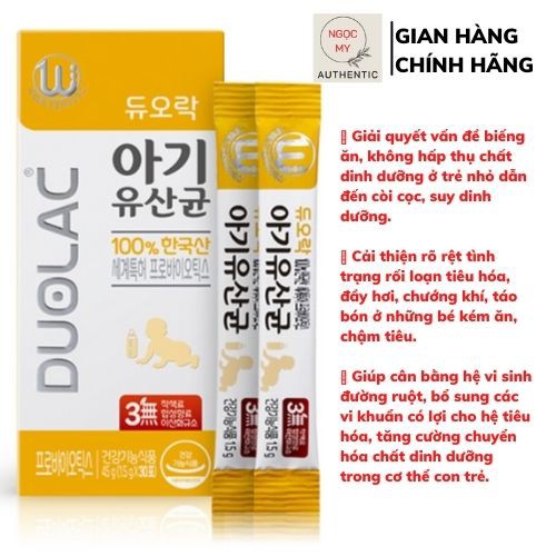 Men vi sinh Duolac vàng tăng sức đề kháng, hấp thụ tốt, xử lý biếng ăn cho trẻ từ sơ sinh