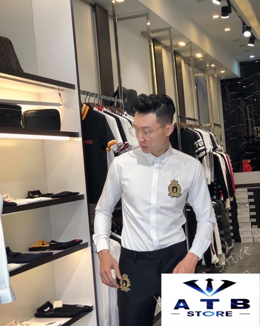 [ Xả Kho Sơ mi 3 ngày ] Sơ Mi Dài Tay Trắng Nam Phối Họa Tiết Thêu Họa Tiết cao cấp Vải Lụa Chống Nhăn Không Xù