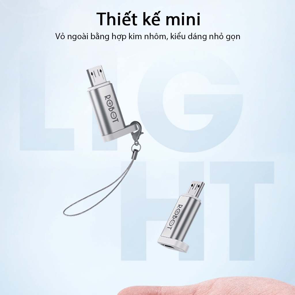 Đầu Chuyển Đổi OTG Cổng MicroUSB Sang Type-C VIVAN RT-OTG01 - Chất Liệu Vỏ Kim Loại