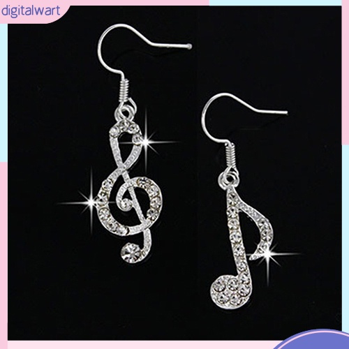 Cặp khuyên tai tạo hình nốt nhạc đính đá quý nhân tạo lấp lánh sang trọng dành cho nữ