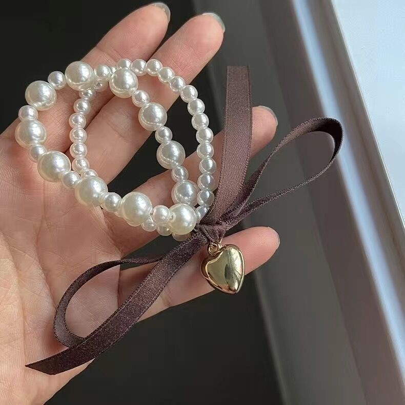 Dây Cột Tóc Đính Hạt Ngọc Trai Hình Bướm Bằng Hợp Kim Thời Trang Cho Nữ