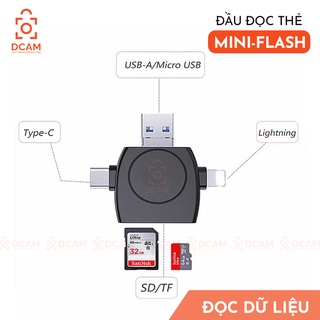 Đầu đọc thẻ MINI FLASH - đọc thẻ nhớ SD, microSD cho Iphone, Android, Laptop - Không cần cài APP