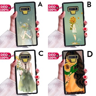 ỐP LƯNG SAMSUNG NOTE 9 HÌNH NỀN CÔ GÁI CẦM HOA CỔ ĐIỂN