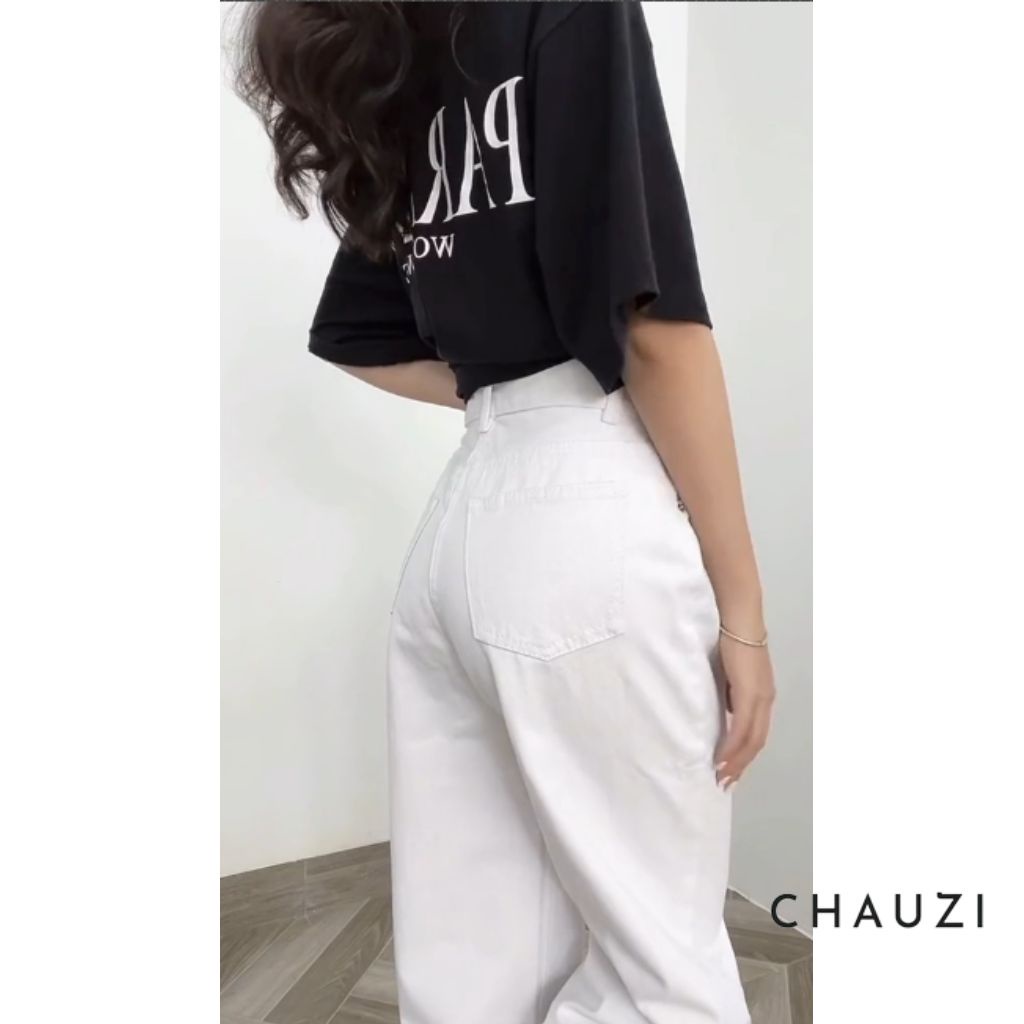 Quần ống rộng nữ CHAUZI quần suông nữ cạp cao quần kaki ống rộng cá tính unisex phong cách hàn quốc QD18