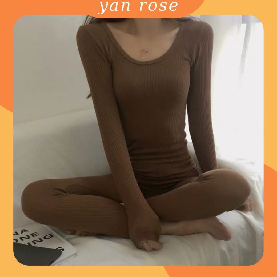 Bộ len tăm giữ nhiệt thu đông nữ bộ ngủ ở nhà siêu ấm áp, co giãn 4 chiều YAN ROSE BLT05 | BigBuy360 - bigbuy360.vn