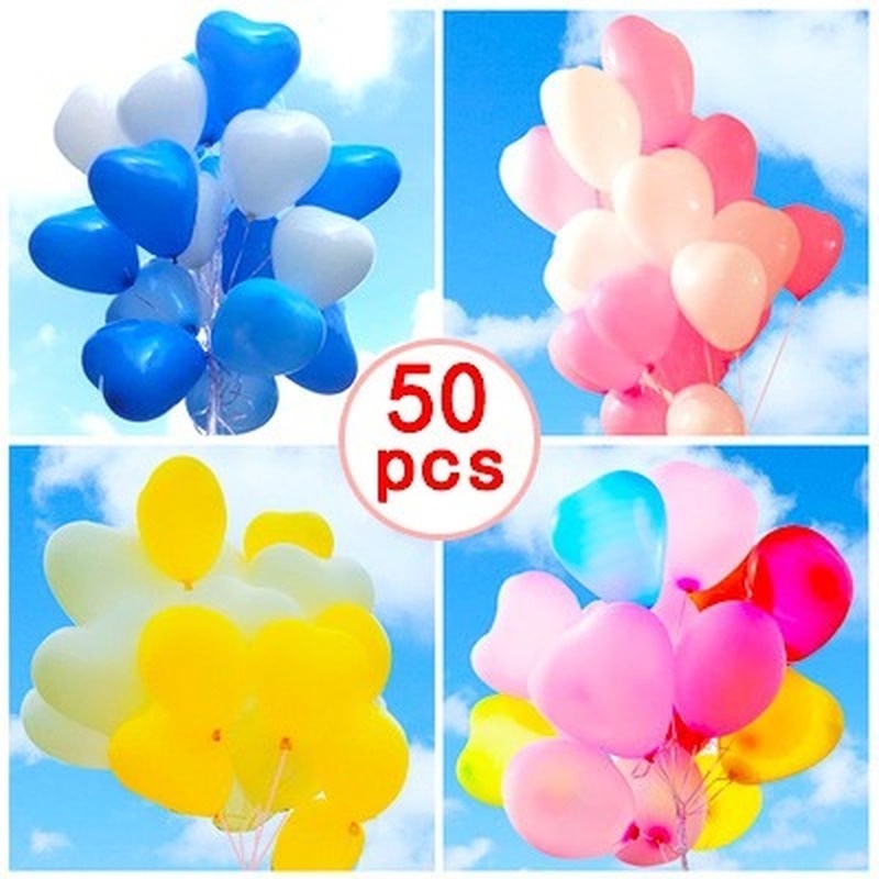 Set 50 Bong Bóng 12 Inch Hình Trái Tim Nhiều Màu Sắc Dùng Để Trang Trí Tiệc Cưới/Sinh Nhật