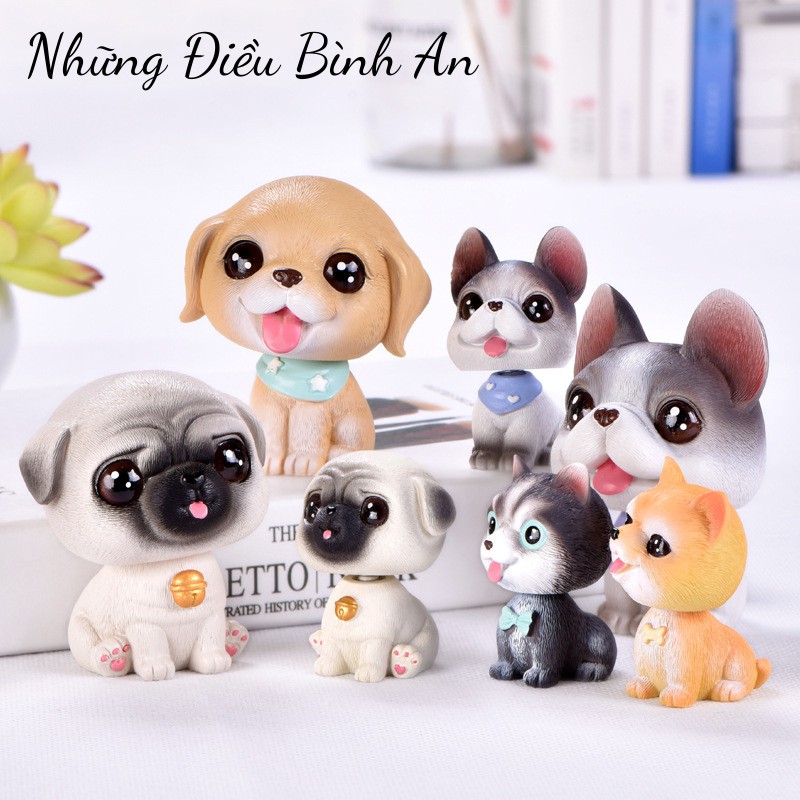 Tượng Cún con cổ lắc lò so trang trí ô tô, bàn làm việc, bánh kem đáng yêu dễ thương 💕FREESHIP 50k💕 - Những Điều Bình An