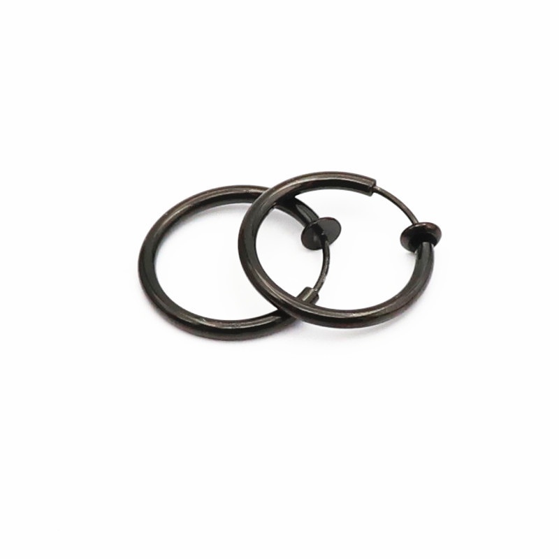 Khuyên tai tròn dạng kẹp KC nam nữ SAZ màu bạc đen đơn giản đẹp nhỏ xinh - KT Kẹp KC