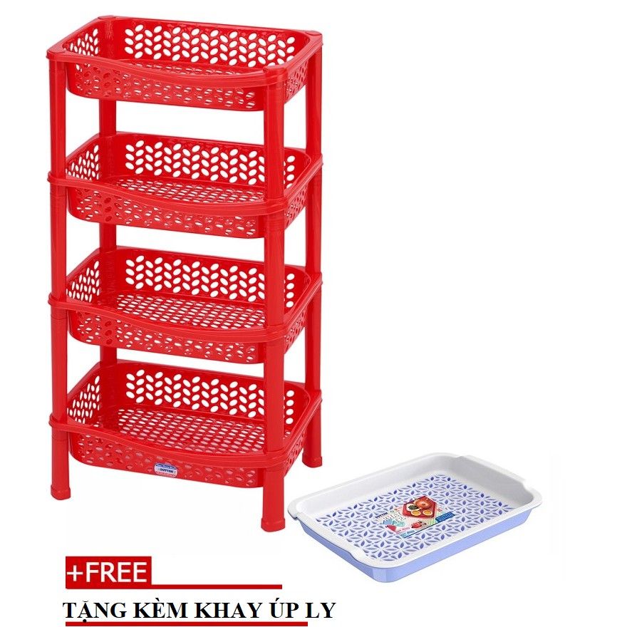 Kệ Nhí 4 Ngăn Duy Tân (39.5 x 28.5 x 68 cm) No.666/4- TẶNG KÈM KHAY ÚP LY