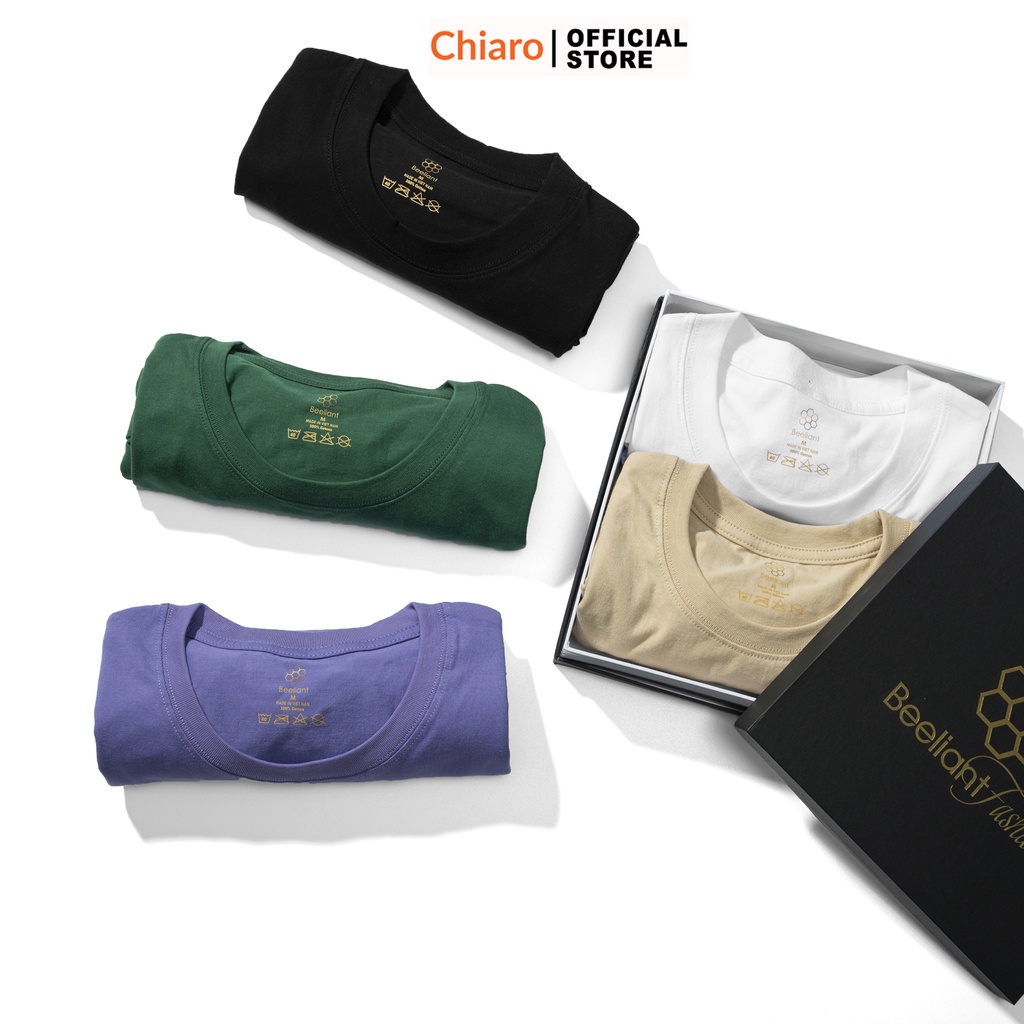 Áo thun unisex cổ tròn áo phông cotton Chiaro 5 màu trẻ trung, co giãn 4 chiều cao cấp - Hàng nhập khẩu