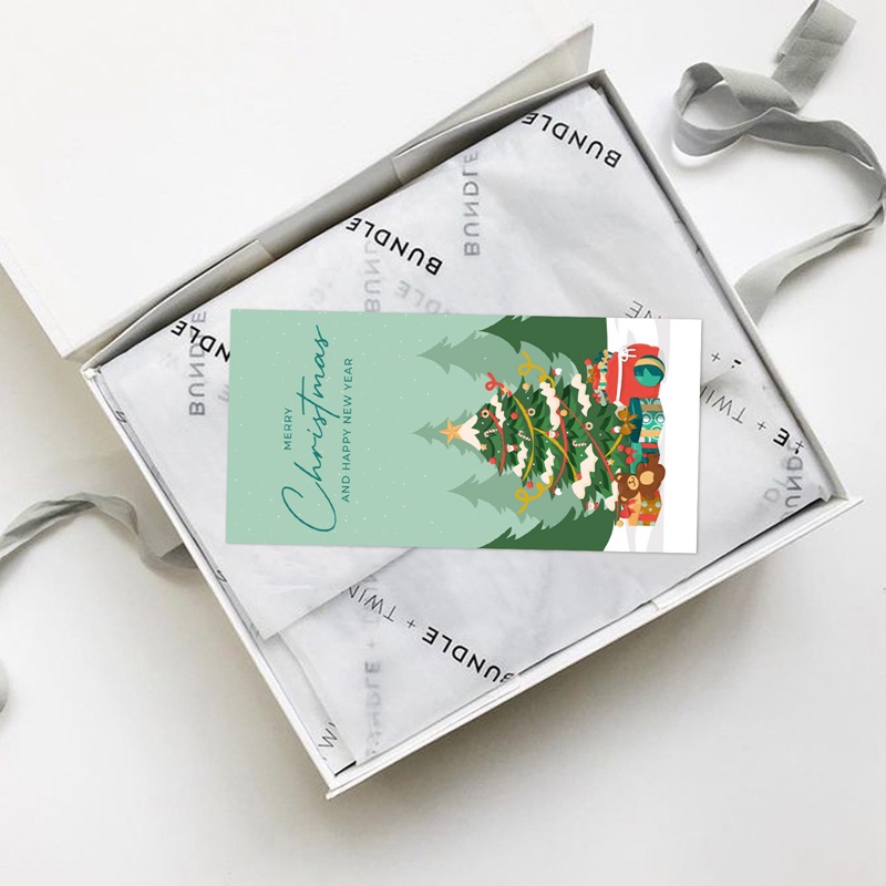 Set 25 Tờ / 50 Miếng Dán Trang Trí Hộp Quà Giáng Sinh