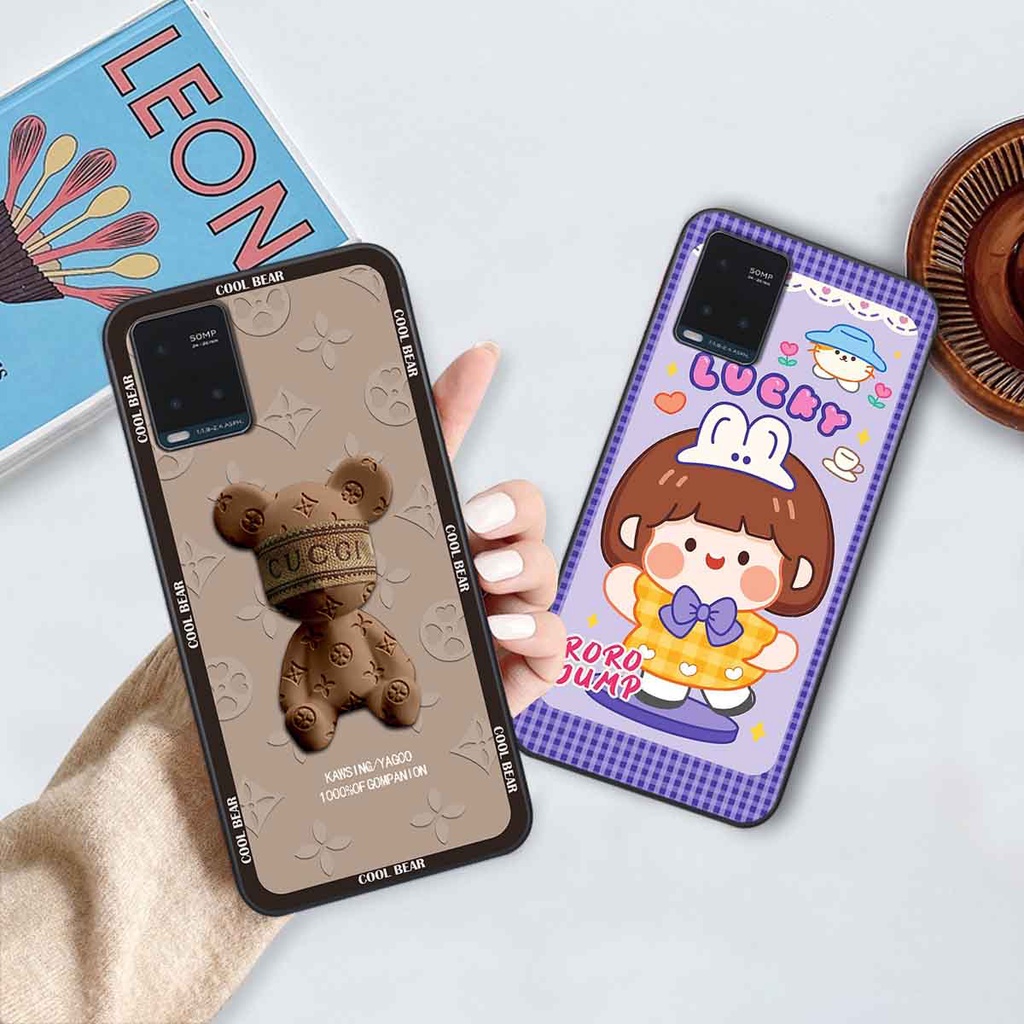 Ốp Vivo Y21 / Y21s / Y33s / T1x bear brick, gấu đáng yêu, dễ thương
