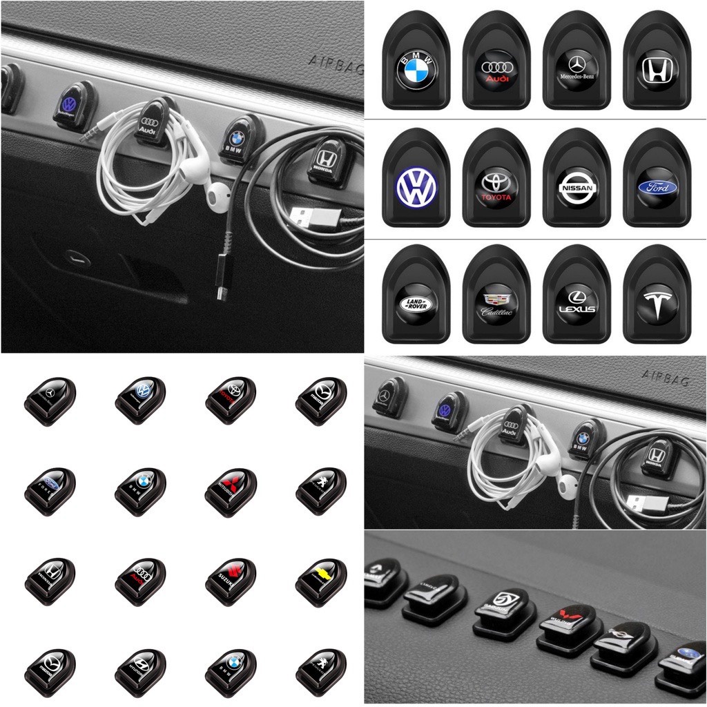Móc treo đồ ghế sau in hình logo các hãng nhỏ gọn tiện lợi chất nhựa dẻo ABS chịu lực tốt phụ kiện ô tô Mộc Lan