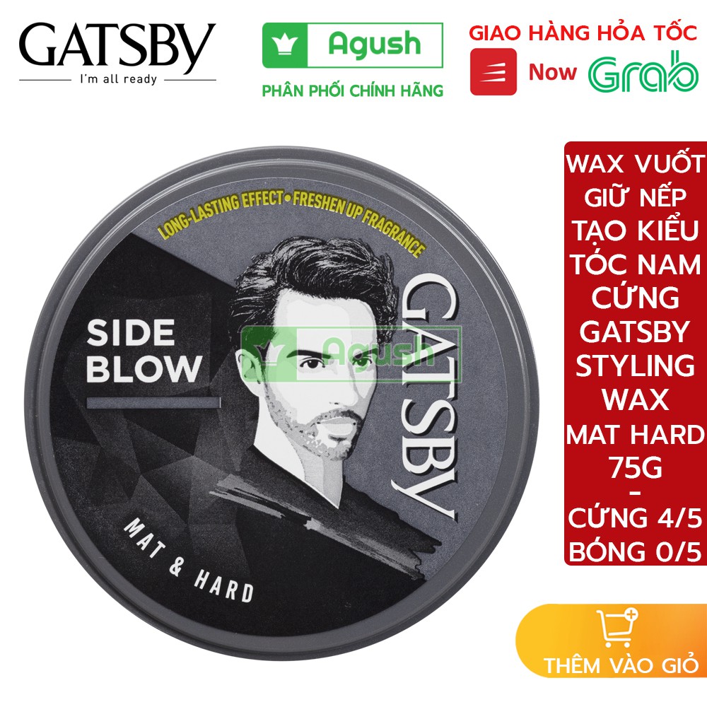 Wax vuốt giữ nếp tạo kiểu tóc nam cứng Gatsby nhật Styling Wax Mat Hard xám 75g gốc nước không bóng, bết thơm hoa quả