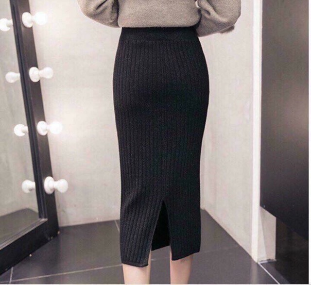 Chân váy len dáng dài midi xẻ sau | BigBuy360 - bigbuy360.vn