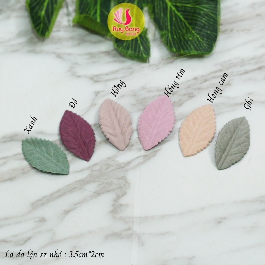 Lá da lộn các màu đủ size làm phụ liệu thời trang, may mặc - set 5 cái