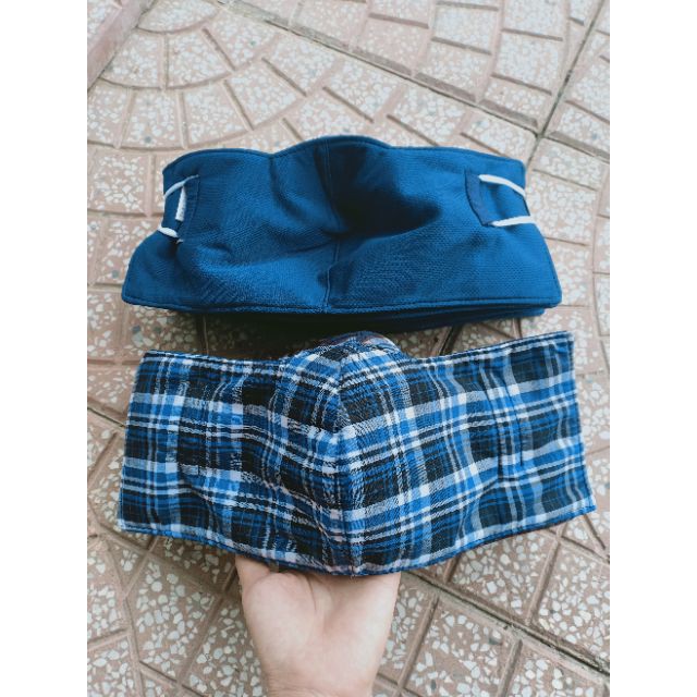 Khẩu trang sọc vải cotton đẹp che kín tai 3 lớp lót lưới | BigBuy360 - bigbuy360.vn