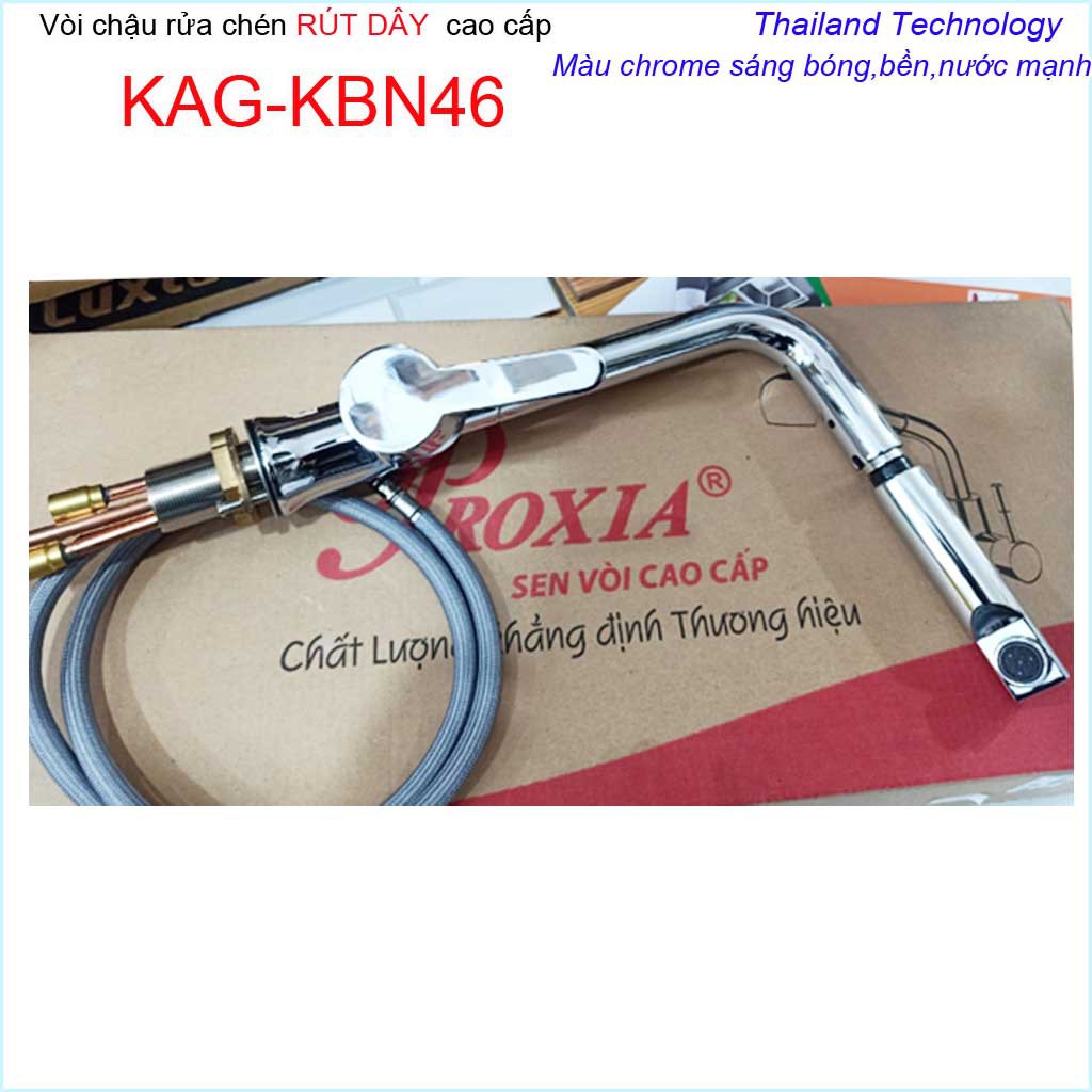 Vòi rửa chén bát rút dây KAG-KBN46, Vòi Proxia nóng lạnh Chrome bóng,  vòi bếp nóng lạnh chậu rửa chén Proxia