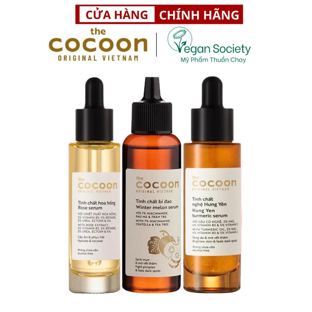 Tinh chất serum Cocoon giúp giảm mụn, làm sáng da , mờ thâm và cấp nước 70ml ( bí đao / nghệ / hoa hồng )