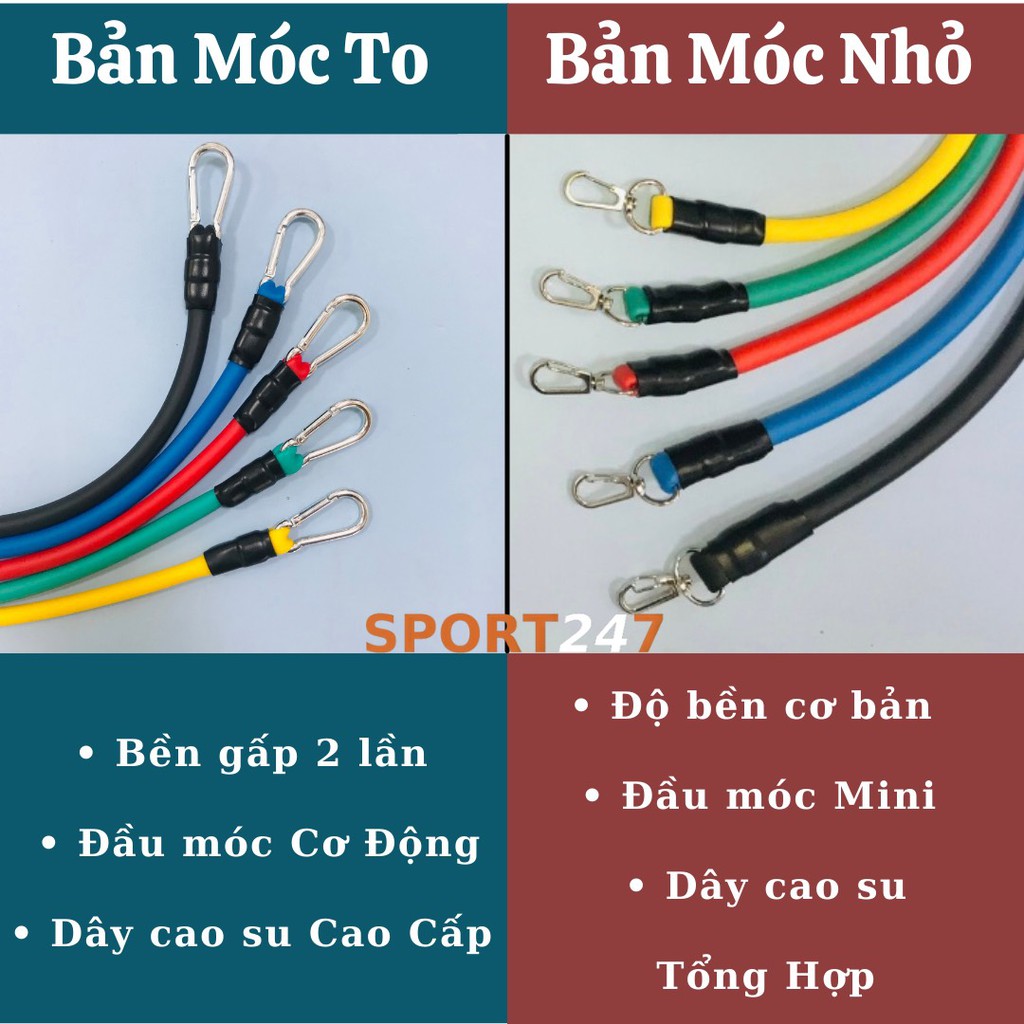 dây cao su ngũ sắc tập gym tại nhà đa năng siêu bền 247 SPORT