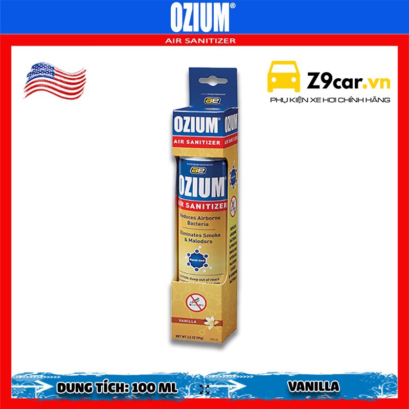 Chai xịt khử mùi diệt khuẩn Ozium USA Air Sanitizer Spray 100ml - Dùng trên xe ô tô và trong phòng ngủ, phòng khách