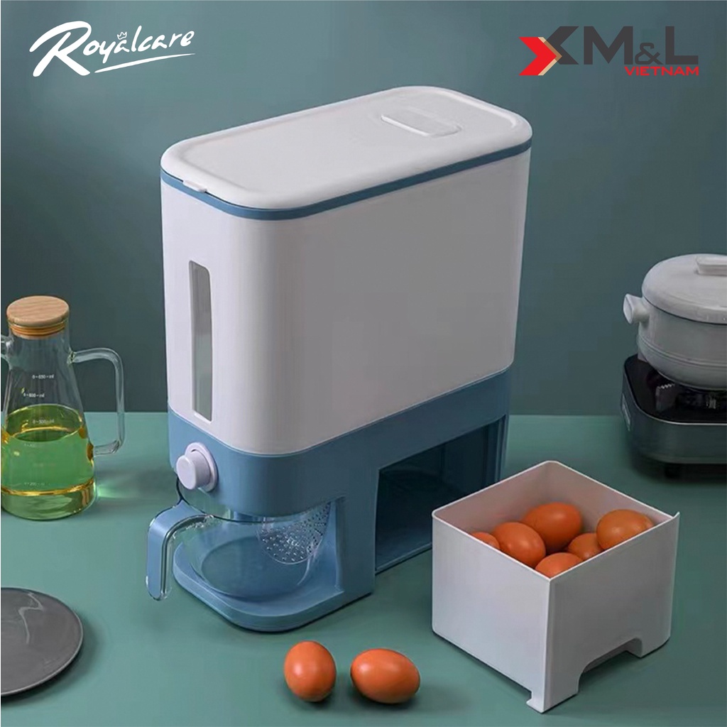 Thùng đựng gạo thông minh có khay đựng thực phẩm M&L - Royalcare 6068 - Hàng chính hãng bảo hành 12 tháng