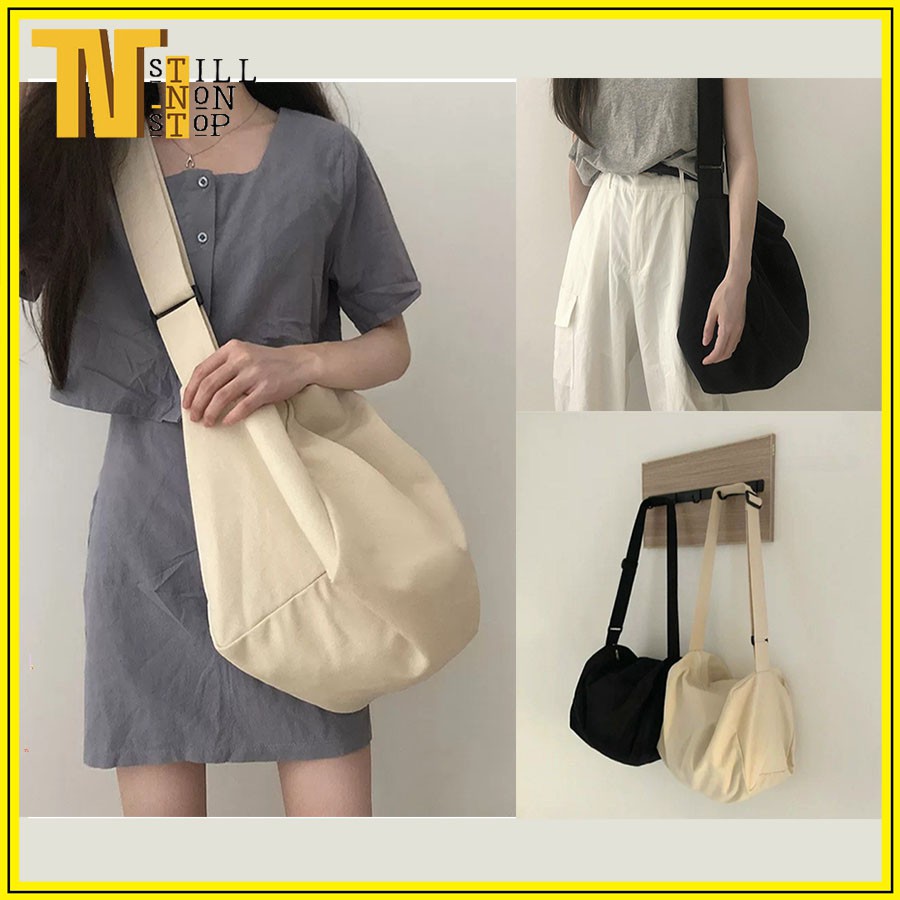 TÚI TOTE ĐEO CHÉO TRỐNG SIU TO CÓ KHÓA KÉO & TÚI CON VẢI CANVAS PHONG CÁCH ULZZANG ĐỂ ĐƯỢC SÁCH ĐỒ THOẢI MÁI CVTR05 | BigBuy360 - bigbuy360.vn