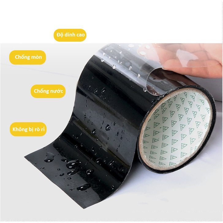 Băng keo siêu dính Flex Tape chống thấm nước rò dột chịu nhiệt khổ 10cm đa năng vá lỗ bịt ống nước bạt tôn bếp bồn chậu