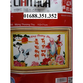 Tranh thêu chữ thập mừng thượng thọ 222758-112x71cm