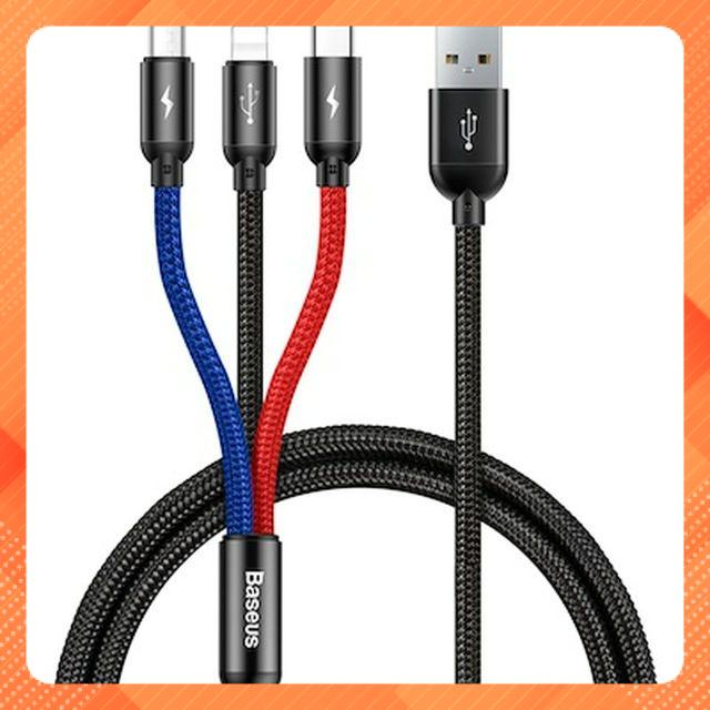 [HOT HOT HOT] Cáp sạc 3 đầu Three Primary Colors 3 in 1 Cable chính hãng Baseus