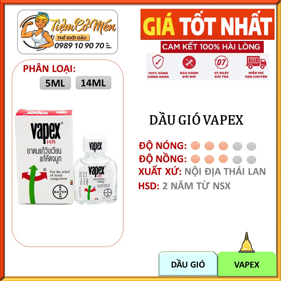 Dầu gió - Thông mũi Vapex Thái Lan 5ml - Bayer Thái Lan Chính Hãng