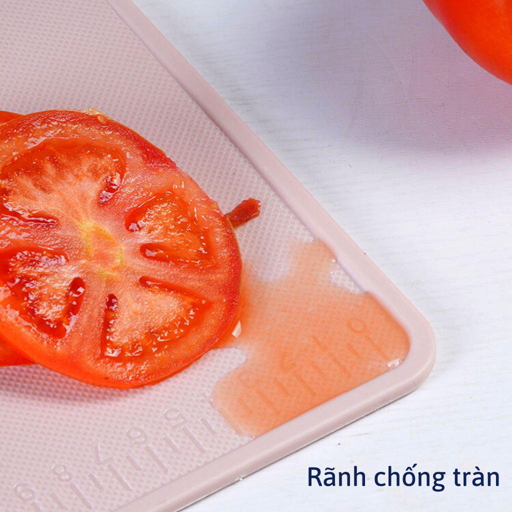 Bộ dao thớt nhựa PE kháng khuẩn hình chữ nhật 2in1 có kẻ chia vạch tiện dụng 28.7x20cm