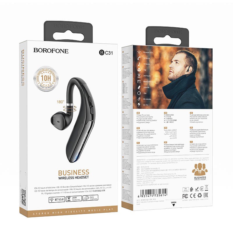 TAI NGHE BLUETOOTH MÓC VÀNH TAI BC31 BOROFONE