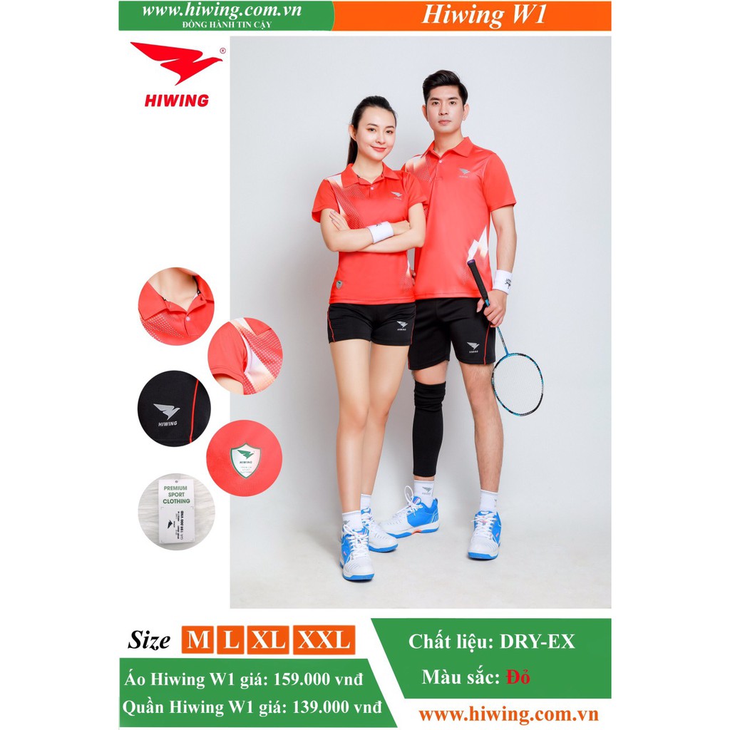 Áo cầu lông 𝗙𝗿𝗲𝗲 𝘀𝗵𝗶𝗽 áo cầu lông nam nữ Hiwwing W1 - Bull Sport VN