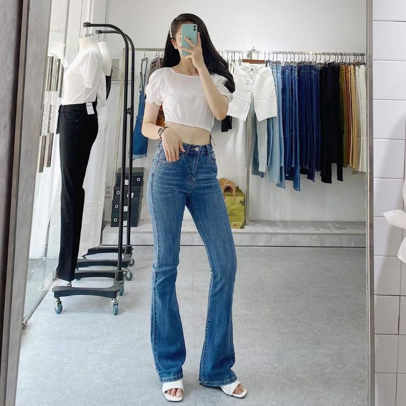 Ống Loe - Quần Jean ống loe lưng cao siêu hách dáng - Hàng VNXK