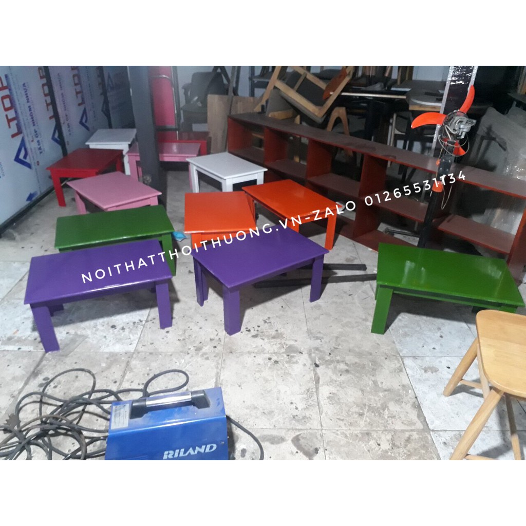 Bàn gỗ ngồi bệt sơn trắng cho quán cà phê, trà sữa, quán ăn- Noithatthoithuong.vn | BigBuy360 - bigbuy360.vn