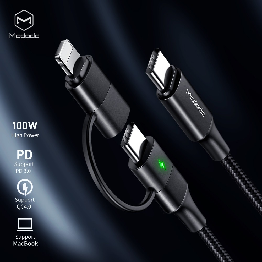 Dây Cáp Sạc Nhanh Mcdodo Dành Cho IPhone IPad Macbook Huawei Samsung 2 Trong 1 USB-C Sang Lightning / Type-C PD 60W