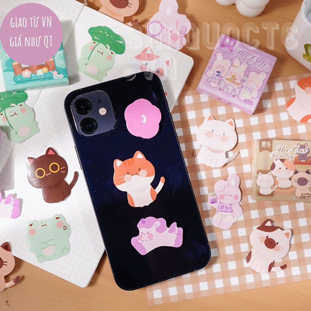 Hộp 45 hình dán sticker con vật đáng yêu để trang trí sổ lưu niệm Box Sticker ST74