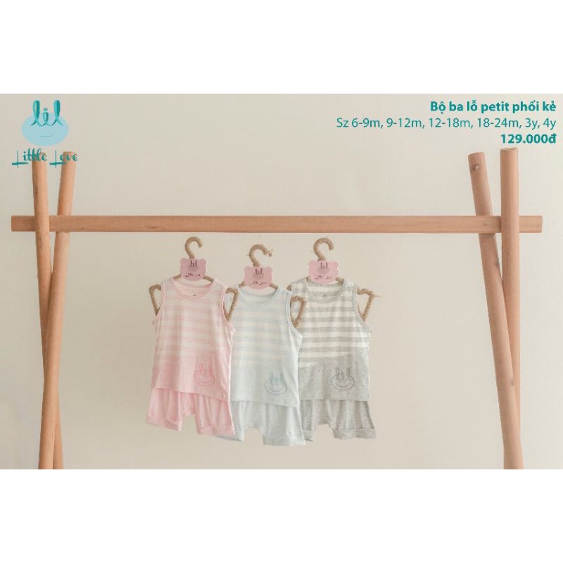 Lil little love - Bộ ba lỗ kẻ vải petit Lil little love cho bé 7-18kg