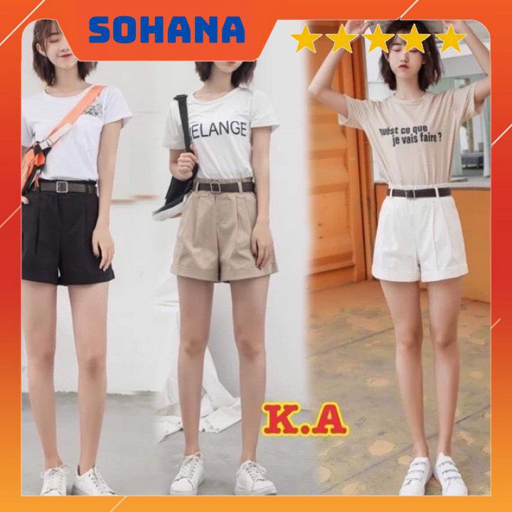 Quần Short Kaki Pants Basic Unisex Nam Nữ - Quần đùi Thun Kaki co dãn màu đen và be trơn ống rộng Ulzzang