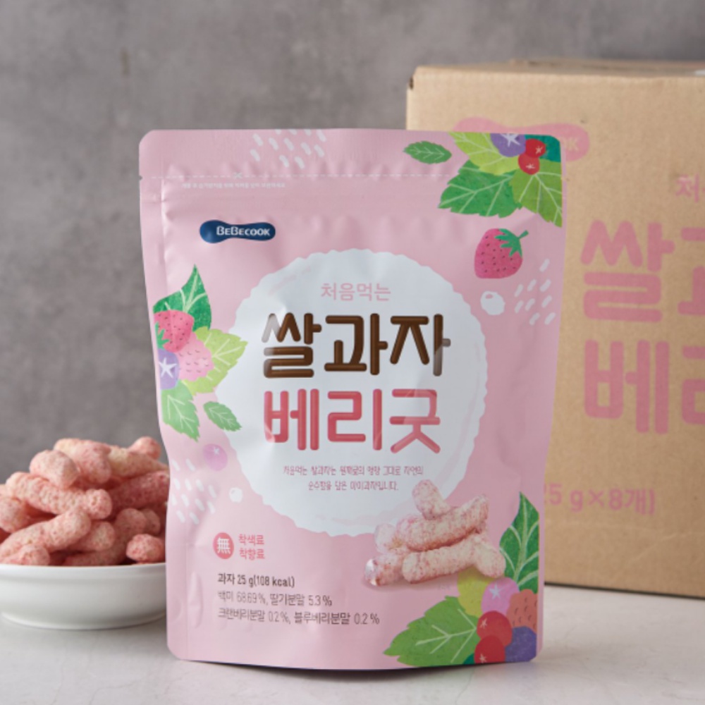 [haobaby.vn] Bánh Gạo Organic Que Ngắn BEBECOOK Nội Địa Hàn Cho Bé Yêu Tập Ăn Dặm