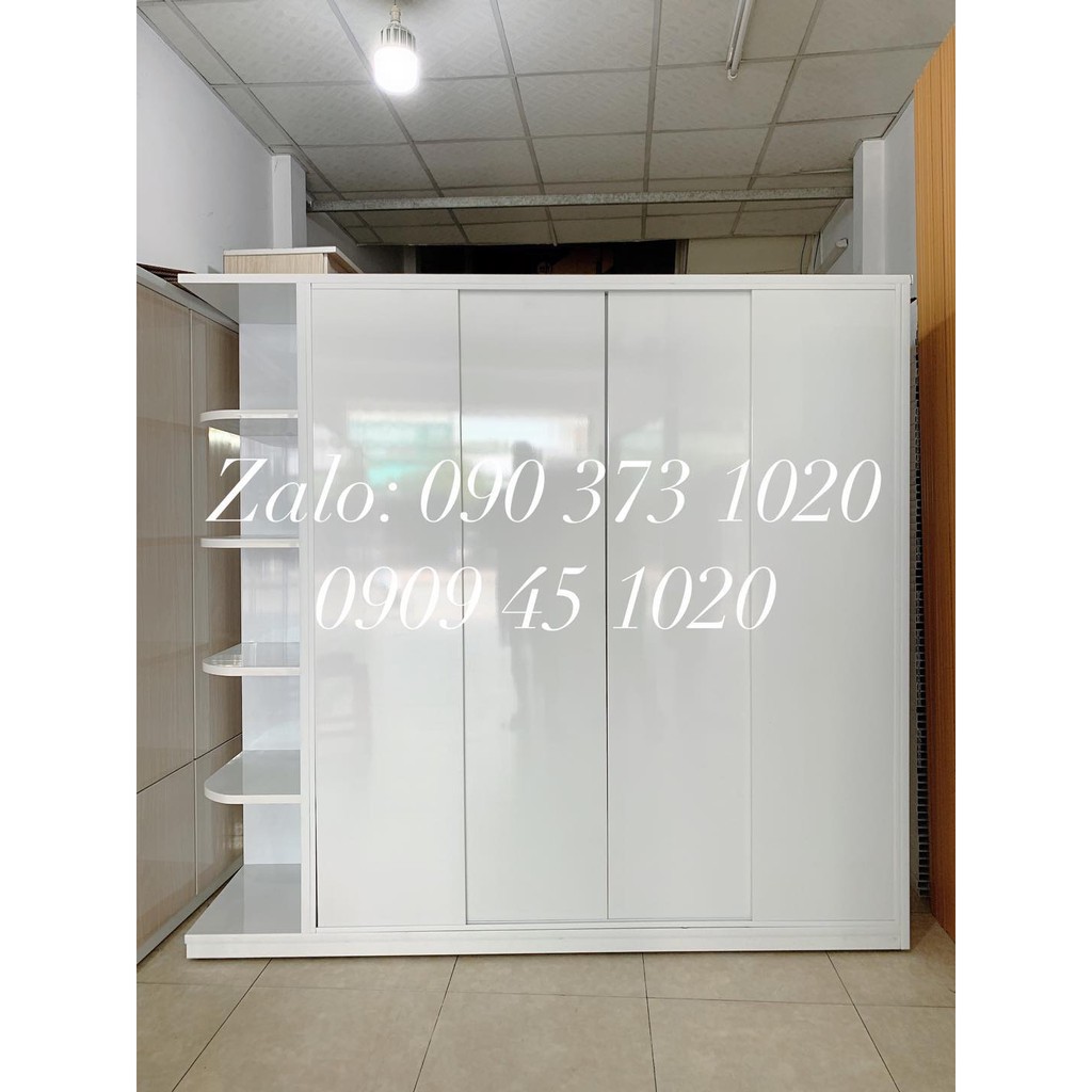 Chỉ Ship HCM - Tủ Nhựa Đài Loan 4 Cánh Có Kệ Trang Trí ,  Ngang 2m05,Cao 1m8, Sâu 50cm