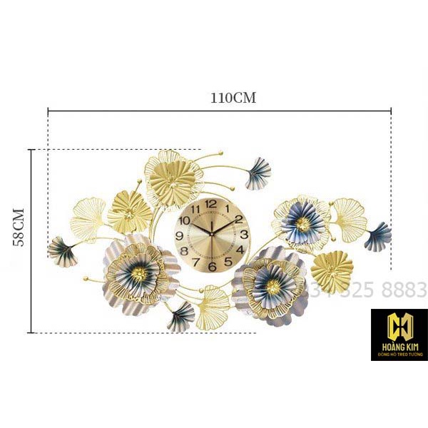 Đồng hồ treo tường đồng hồ trang trí Decor cách điệu hình bông hoa phong cách cổ điển sang trọng size 110x60cm