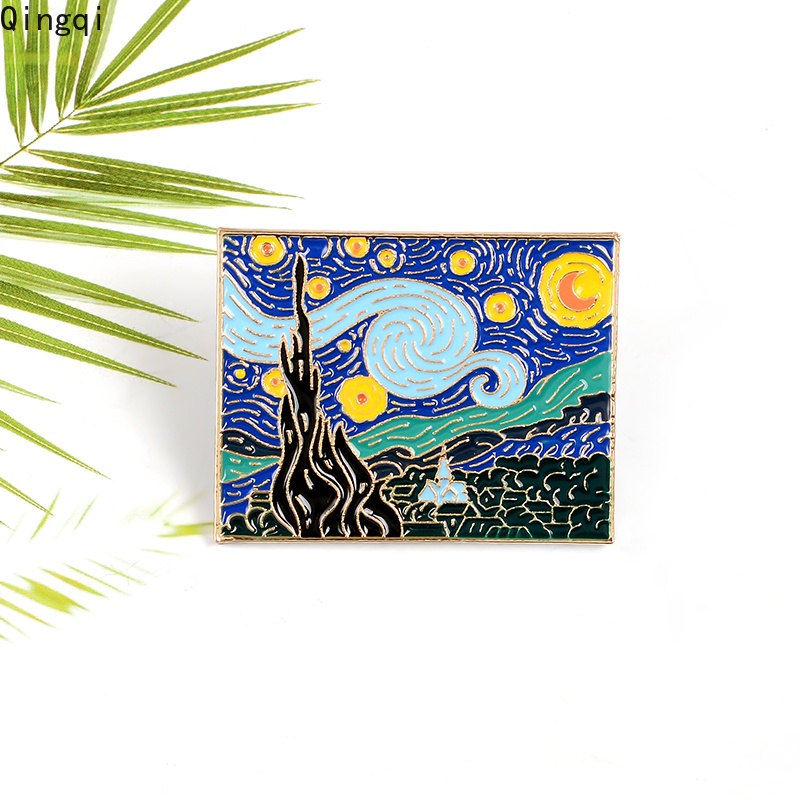 Ghim cài áo Miss Zoe có hình tranh sơn dầu Van Gogh độc đáo